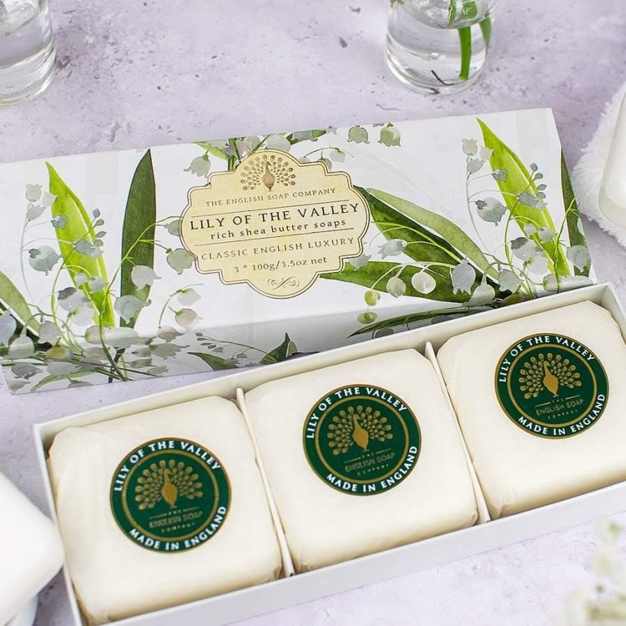 The English Soap Company Lily of Valley - 3 x 100 g Hand Soap Gift Box